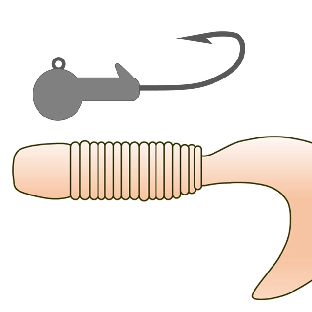 ワームへのジグヘッドフックの刺し方
