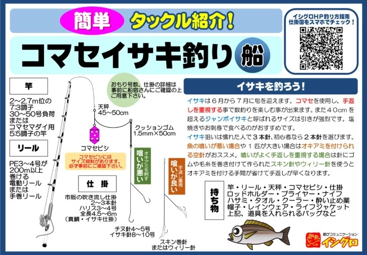 コマセイサキの釣り指南！リールやロッドなどを選ぶときに参考にしてみて下さい♪
