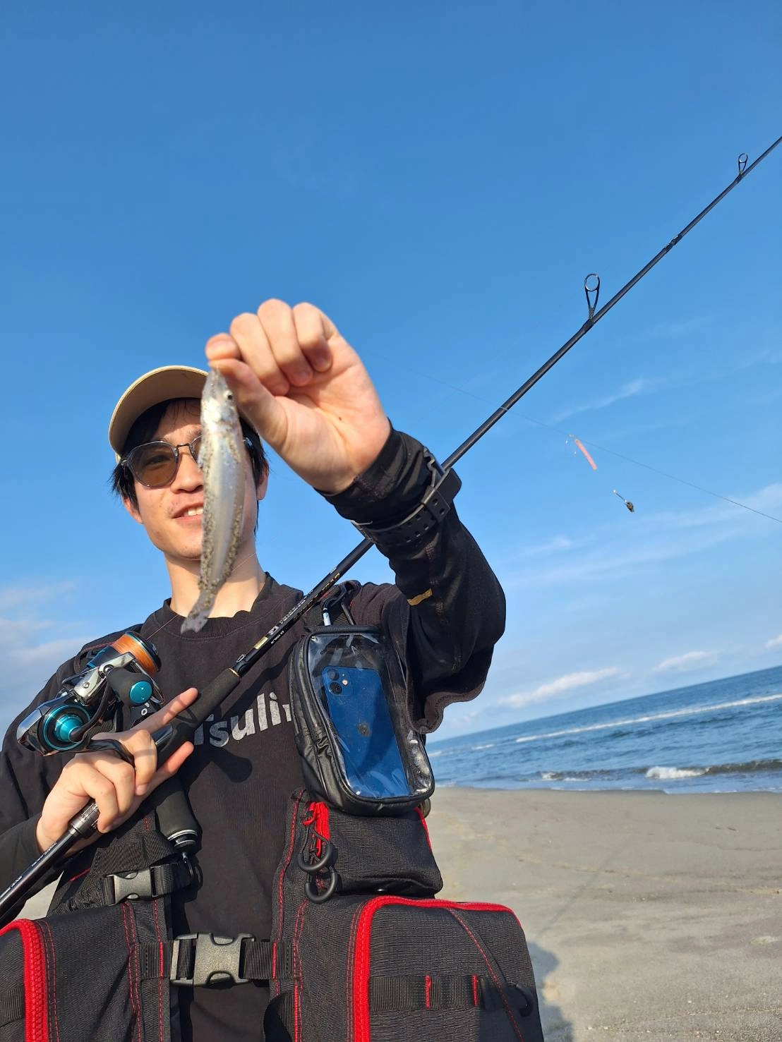 オモリ１０号使用でのちょい投げ仕掛でシロギスが釣れました。