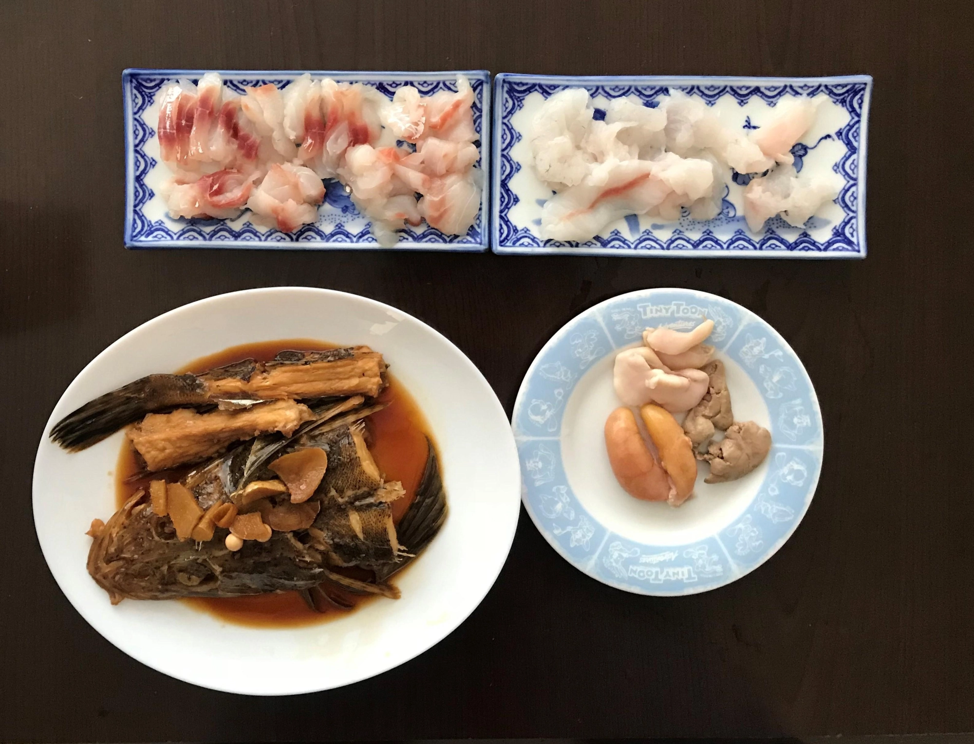 マゴチ刺身、洗い、煮付け