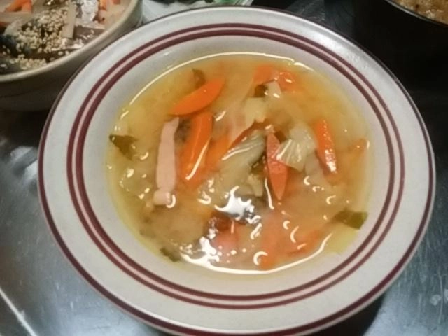 ベーコンで豚汁