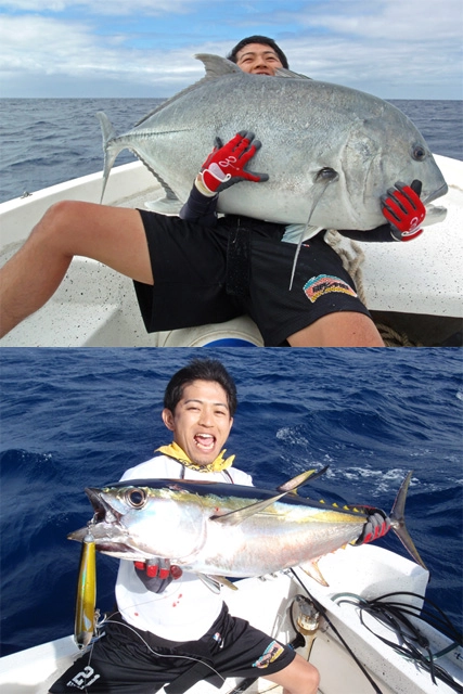 (上)石野氏の釣ったグッドサイズ！(下)キハダも狙えます！