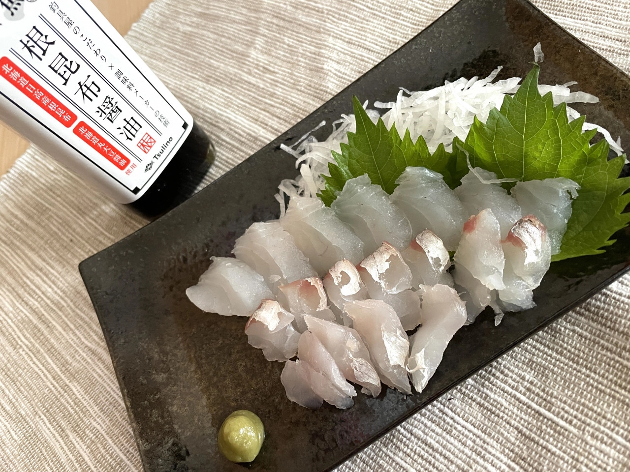マゴチのお刺身with根昆布醤油