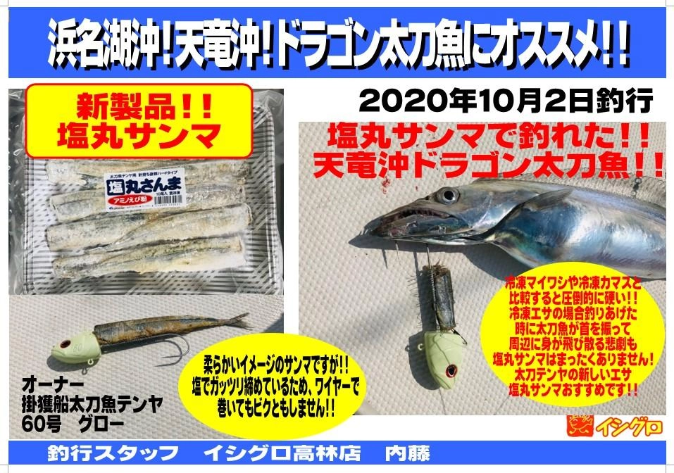 太刀テンヤのエサは新製品の塩丸サンマがオススメ！！