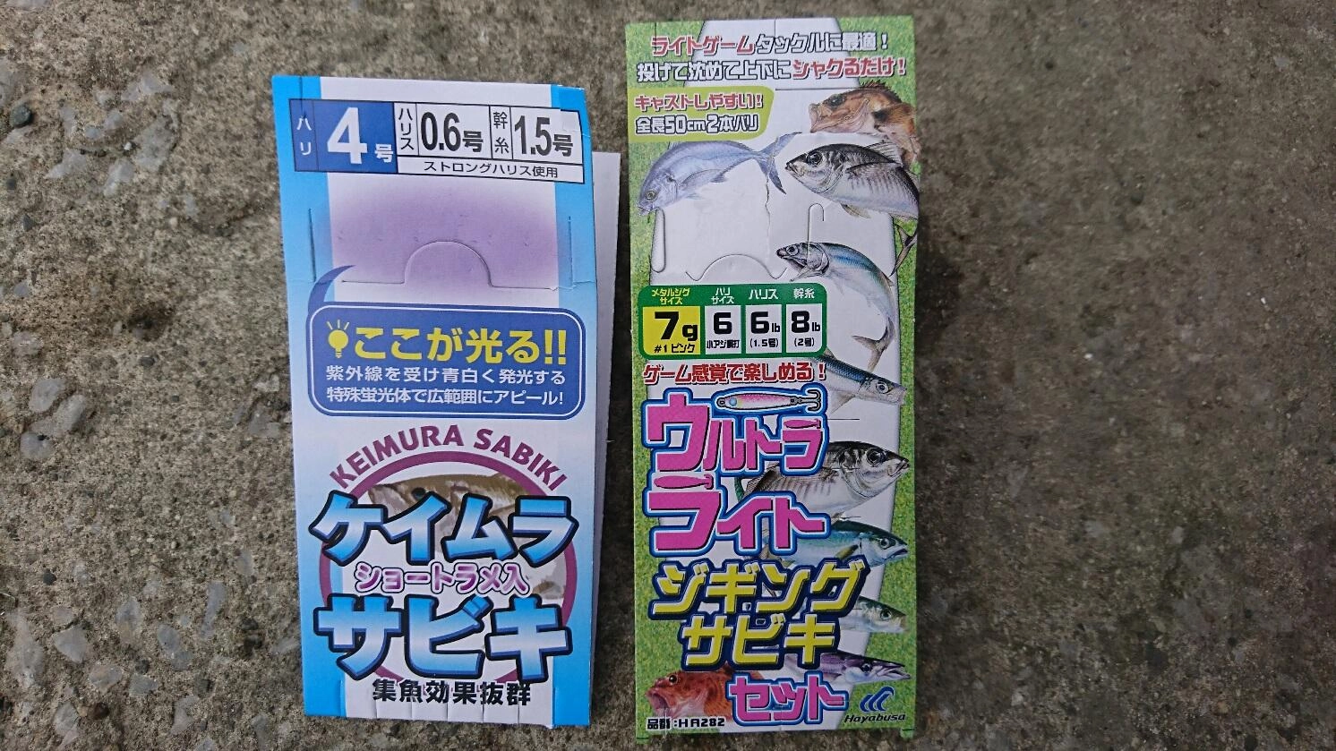 手前はサビキ釣り、少し投げてジギングサビキ！両方面白い！