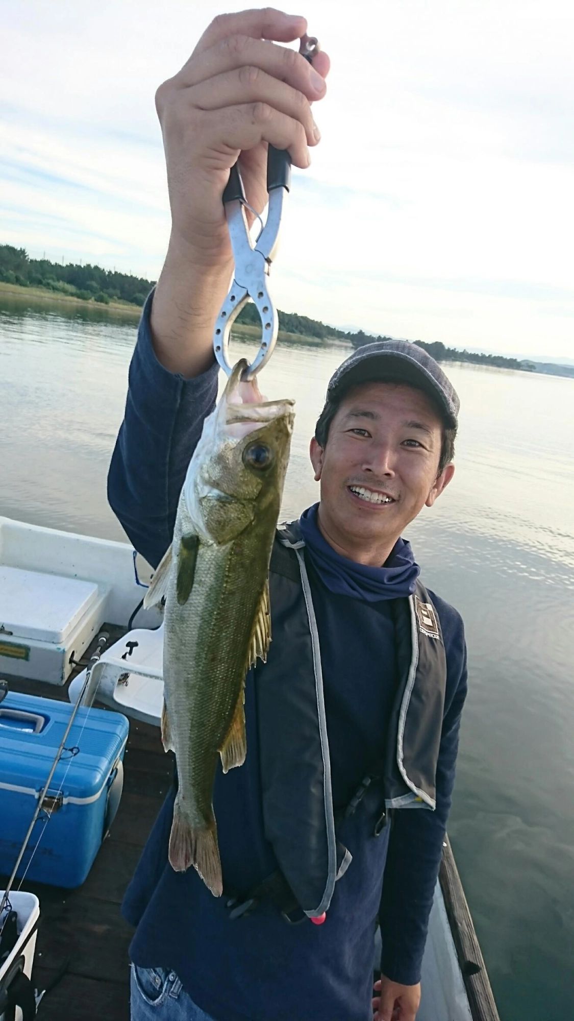 スタッフ　杉浦　ポッパーでシーバスゲット♪　炎天下で12時間釣行（笑）皆様無理だけはしないようにお願いします！