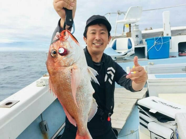 水深は90～70M付近。150ｇのタイラバで一日行けました！