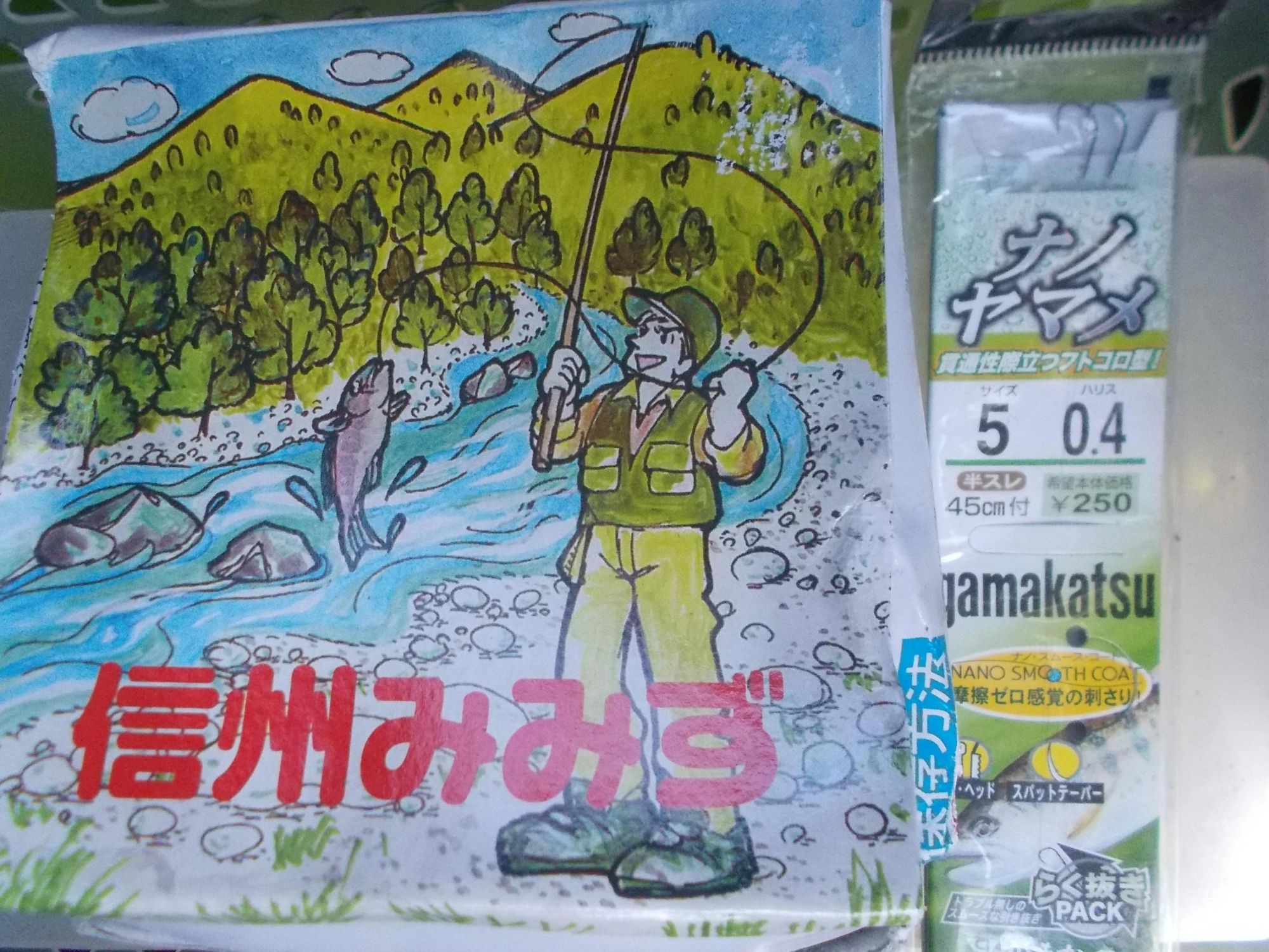 エサはミミズを使いました。針は糸付きの針を持って行きました。老眼始まり現地で糸結ぶのは大変です。