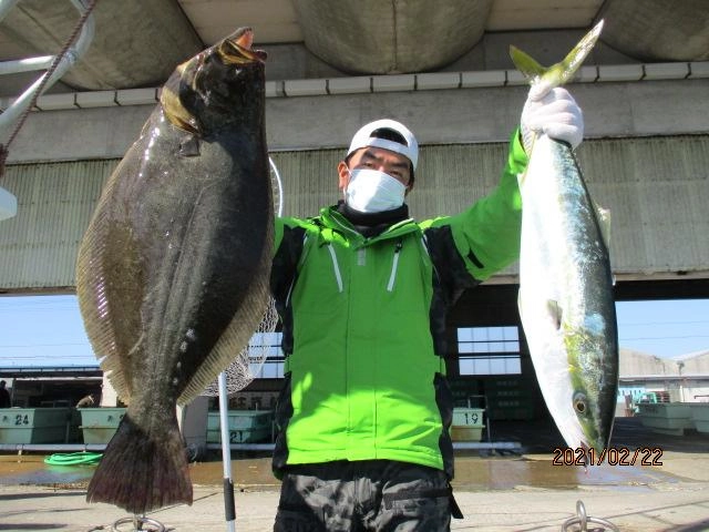 お連れ様はおNEW竿、リール持参でキョーイチの肉厚ななまるOver寒ビラメ、ワラサ狩りッ(´∀｀*)