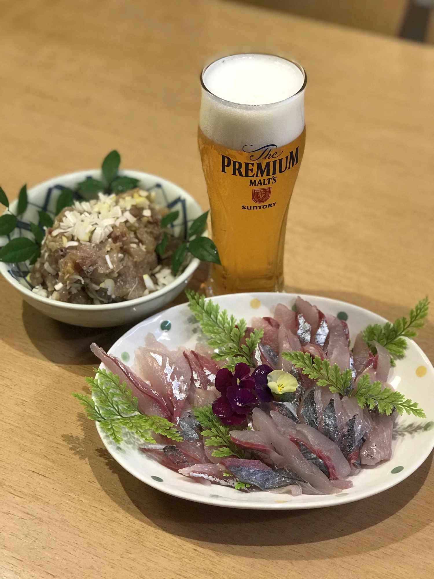 釣れたアジはお刺身となめろうとなりました♪アジはやっぱり最高ですね♪